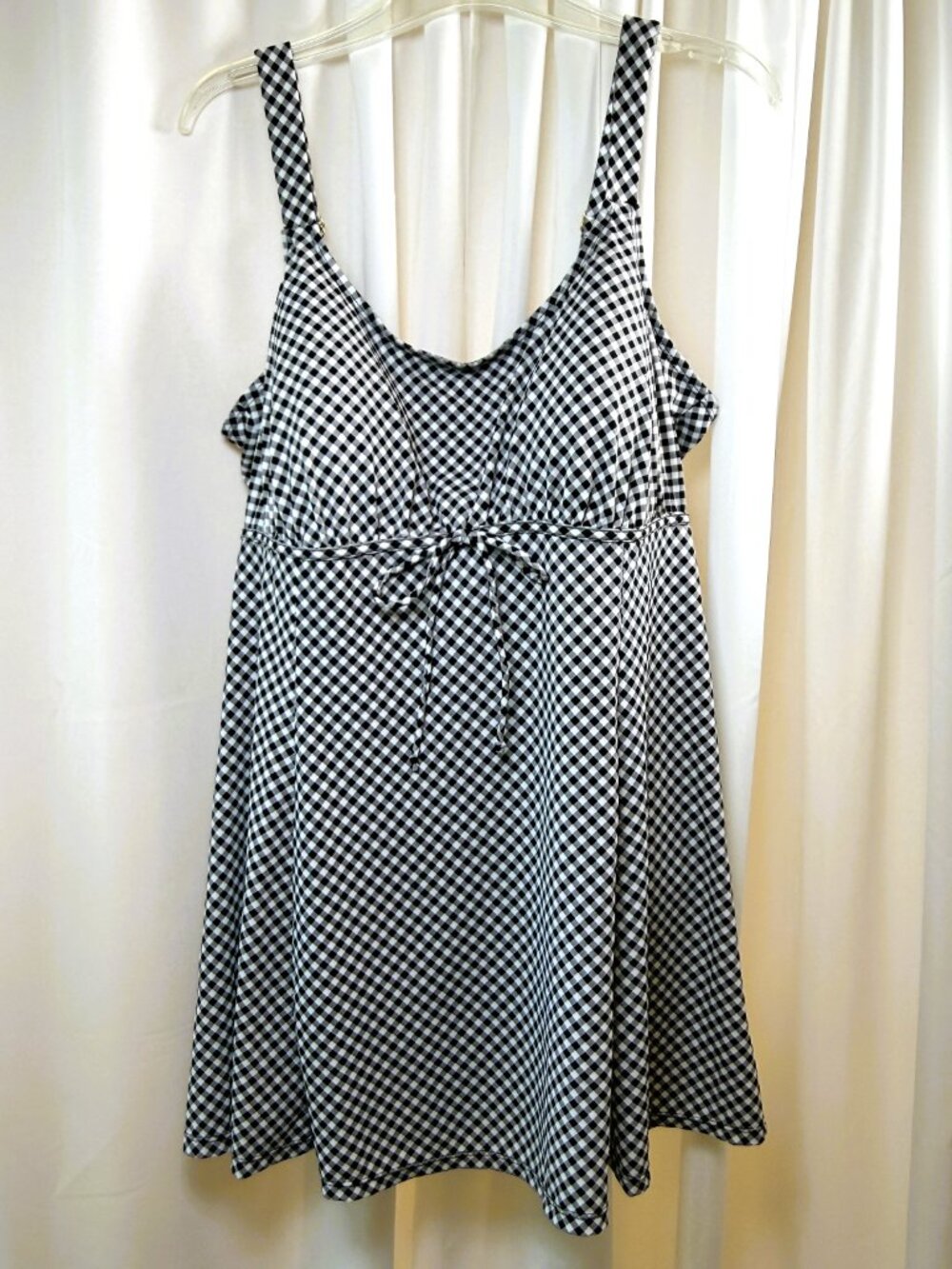 New Women's A-SHORE-FIT Black & White Gingham Checkered Swim Dress Size 24W